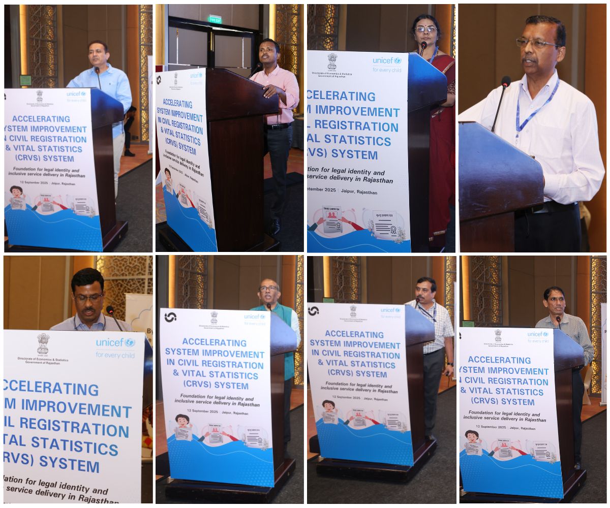 आर्थिक एवं सांख्यिकी निदेशालय द्वारा यूनिसेफ के सहयोग से जयपुर में  सिविल रजिस्ट्रेशन एवं जीवनांक सांख्यिकी (सीआरवीएस) सम्मेलन का आयोजन